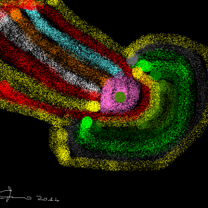 FONDO NERO MACCHIA MULTICOLORE.