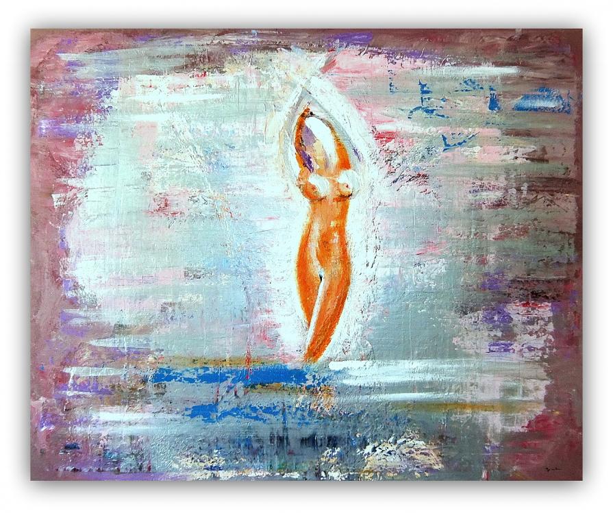 QUADRI ASTRATTI MODERNI  NUDO FEMMILE " SANADER ART " DIPINTI A MANO PITTURA  ASTRATTA MODERNA