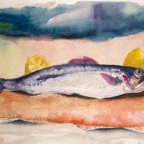 mauro lisardi - branzino - acquarello - 2012
