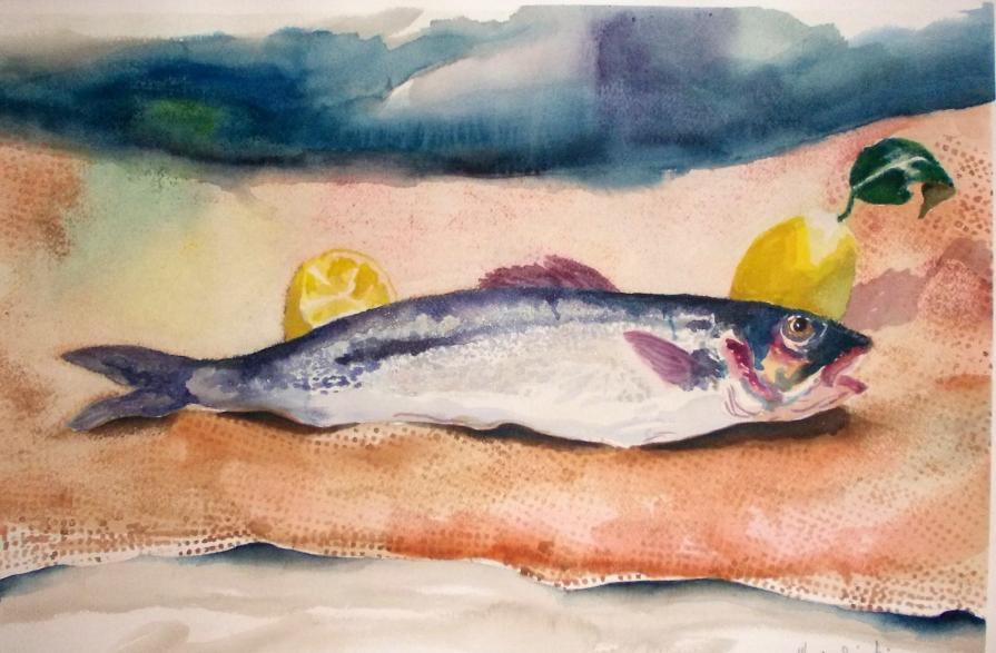 mauro lisardi - branzino - acquarello - 2012