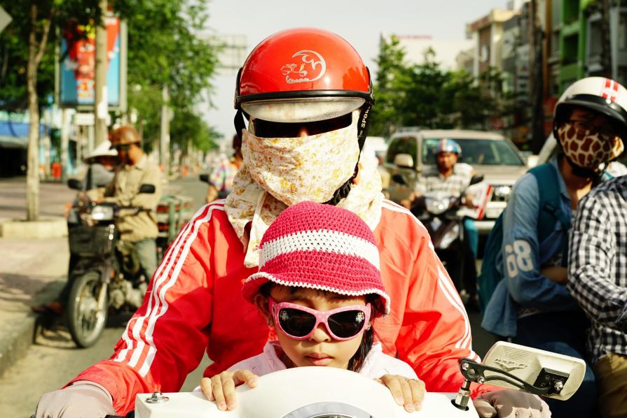 Woman with a colored 