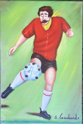 Salvo Lombardo - Calciatore - olio su tela - 20 x 30
