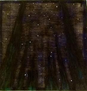 Cipressi bucano il cielo di notte