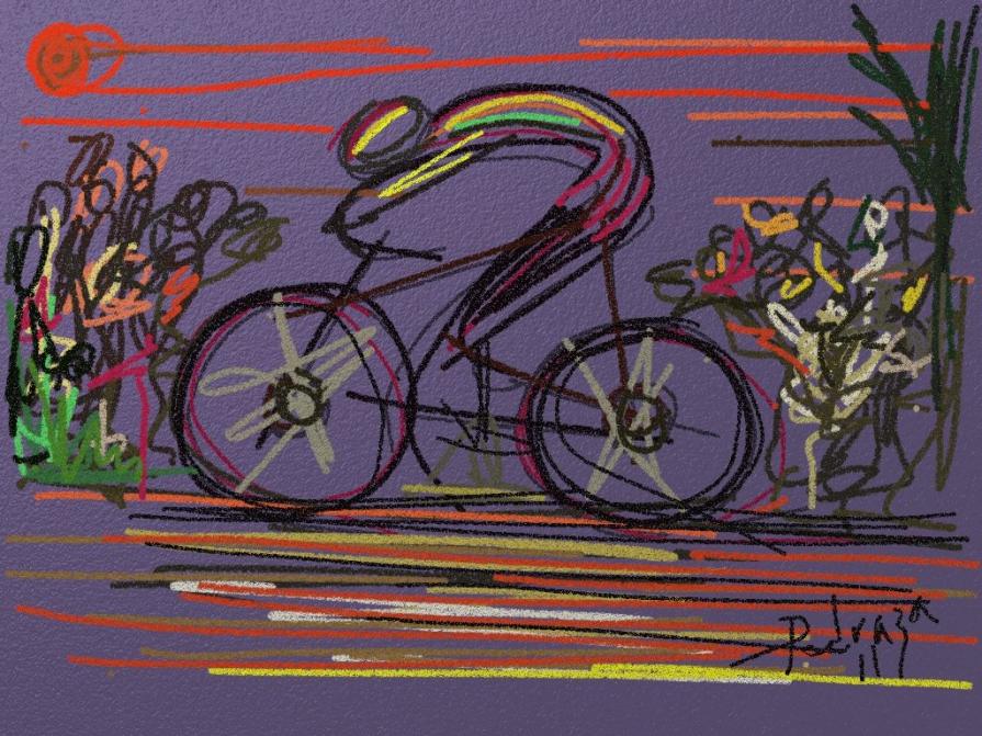 "El ciclista" Go Giro d'Italia!!! Sktch on iPad by Lauro Pedraza 2011 - Tanti saluti dal Messico!