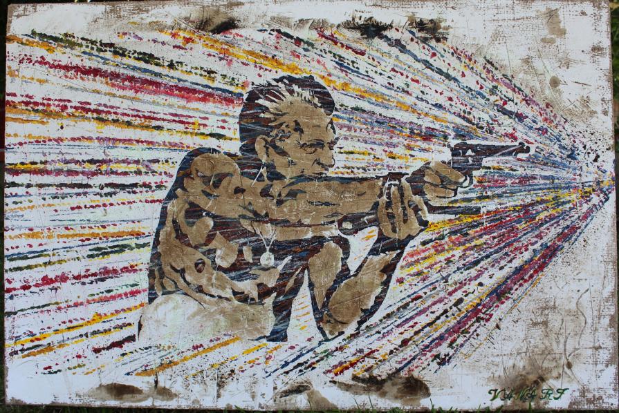 Steve McQueen " Il ribelle silenzioso " Tecnica Whip Art, l'Arte a colpi di corda.  - artista Vanari