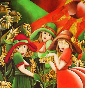 Donnine con girasoli