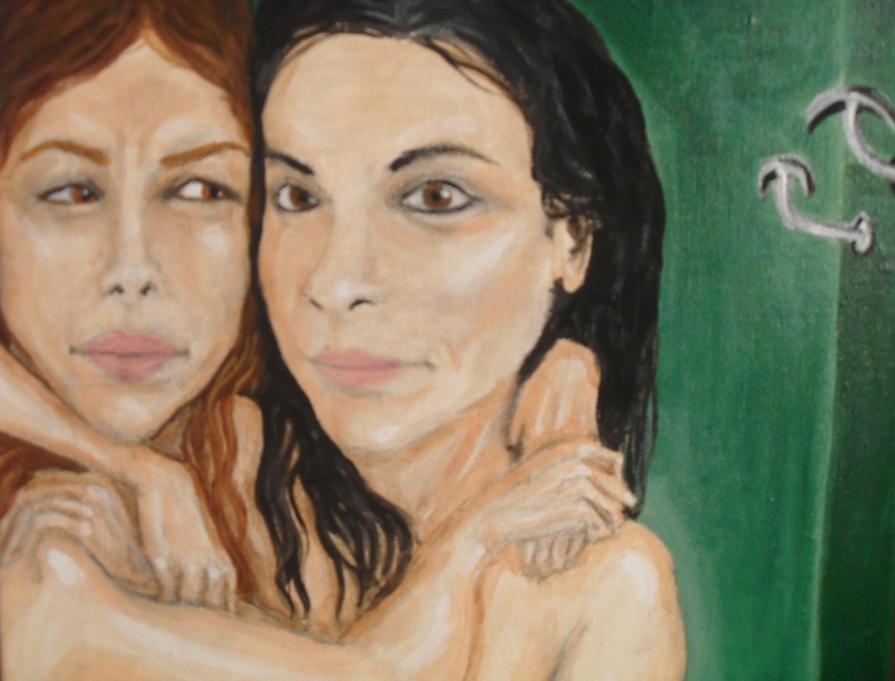 Nello spogliatoio - Avversarie amanti wrestlers (particolare)