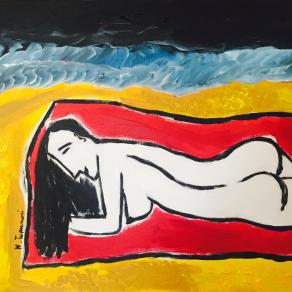 RAGAZZA TRANQUILLA DAVANTI A UN MARE IN TEMPESTA 