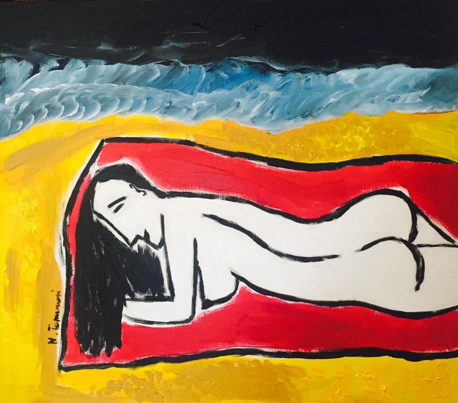 RAGAZZA TRANQUILLA DAVANTI A UN MARE IN TEMPESTA 