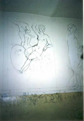 bozza su parete sc.1:1 con allievi 3f '88- primo liceo artistico firenze