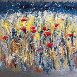 Adelio Bonacina - Spighe d'argento - olio su tela - 78 x 59