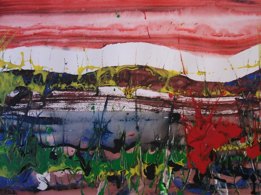 Landscape in red, yellow & green 1 (detail)