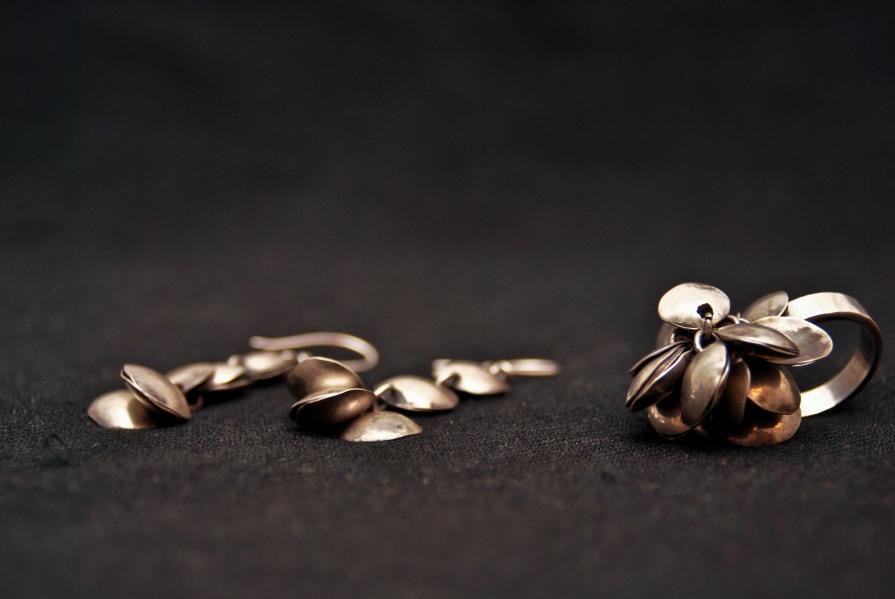 Sterling silver ring and earrings