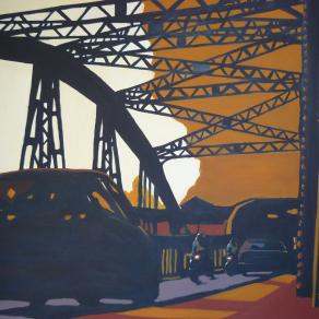 Tramonto a ponte di ferro