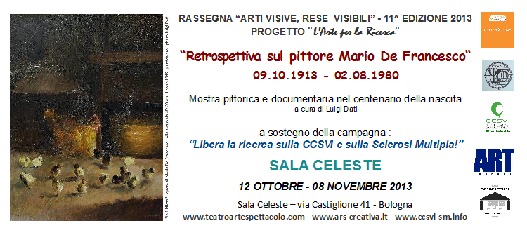 Invito Mostra retrospettiva sul pittore Mario De Francesco - Sala Celeste Bologna