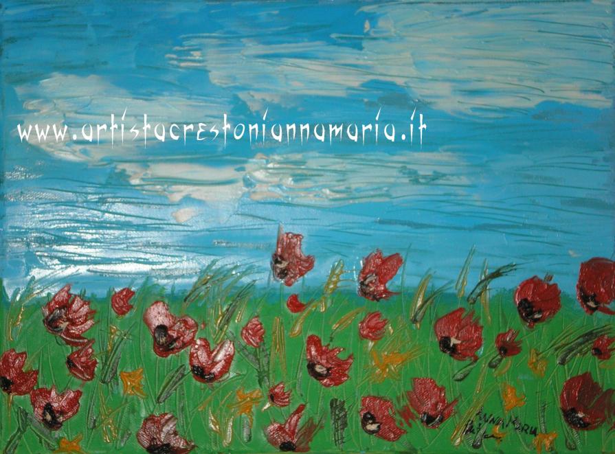Papaveri - Olio su Tela 40 x 30 - Tecnica Spatola - anno 2009