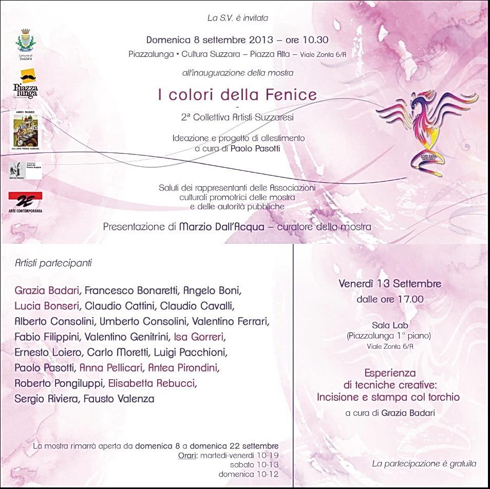 Invito inaugurazione mostra "I colori della fenice" a