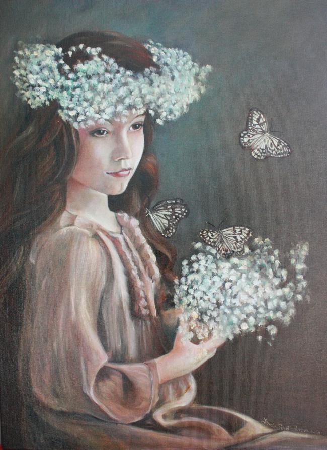 The girl with baby's breath