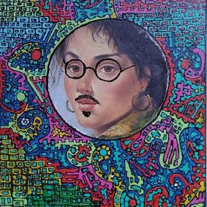 occhiali e baffi dipinti su