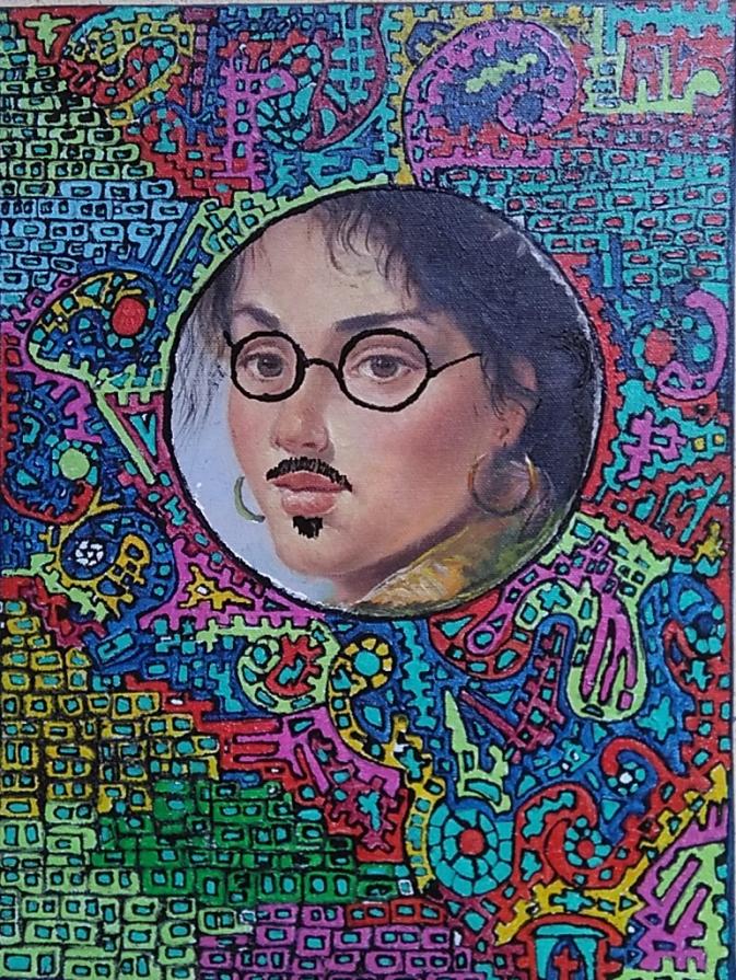 occhiali e baffi dipinti su