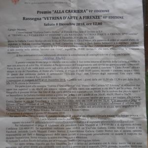 Ricevuto Premio alla Carriera 2018 (VII Edizione) da Ass.Galleria Centro Storico Firenze