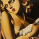 Donna con colombo - Omaggio a Tamara De Lempicka
