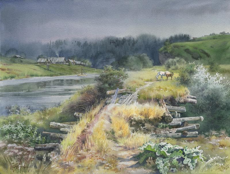 The bridge Prince of Demidov. Chusovaya village. 43 х 56 cm. 2014.jpg