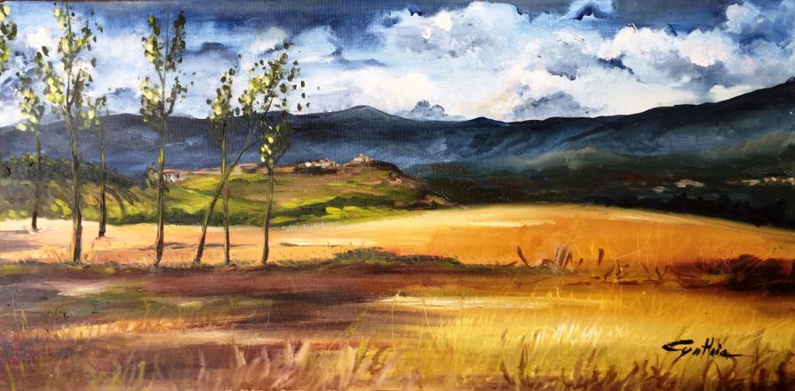 Cinzia Bresciani - Assolata campagna - olio su tela - 80 x 40