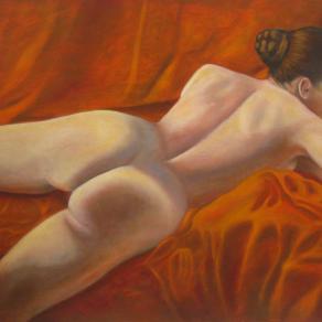 Nudo su drappo rosso.