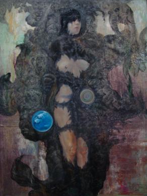 中国&738;年!402;术家王珑澔油画作&#