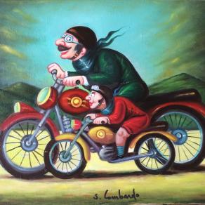 Salvo Lombardo - Padre e figlio - olio su tela - 50 x 40