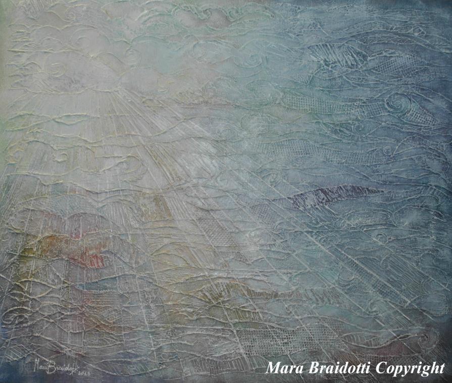  "SOLE NASCENTE - VELATURE ALL' ALBA" - Malta per affreschi ed acrilici su tela 50x60