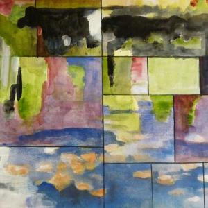 Il bozzetto con le divisioni a mosaico.