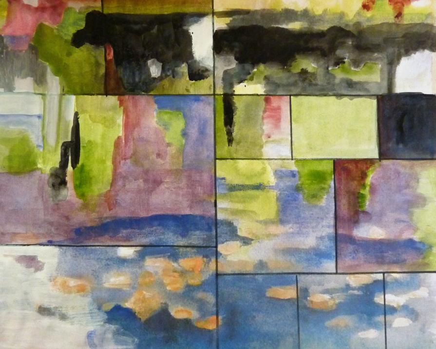 Il bozzetto con le divisioni a mosaico.