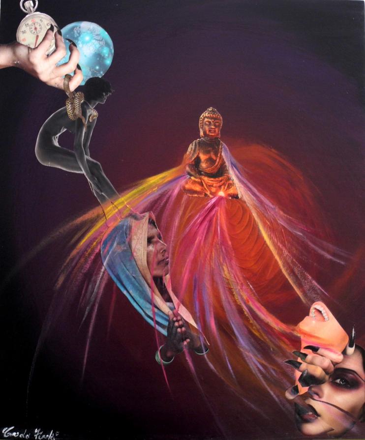 Il tempo per pregare (pittura + ritagli pubblicitari) Il tempo per pregare (pittura + ritagli pubblicitari)