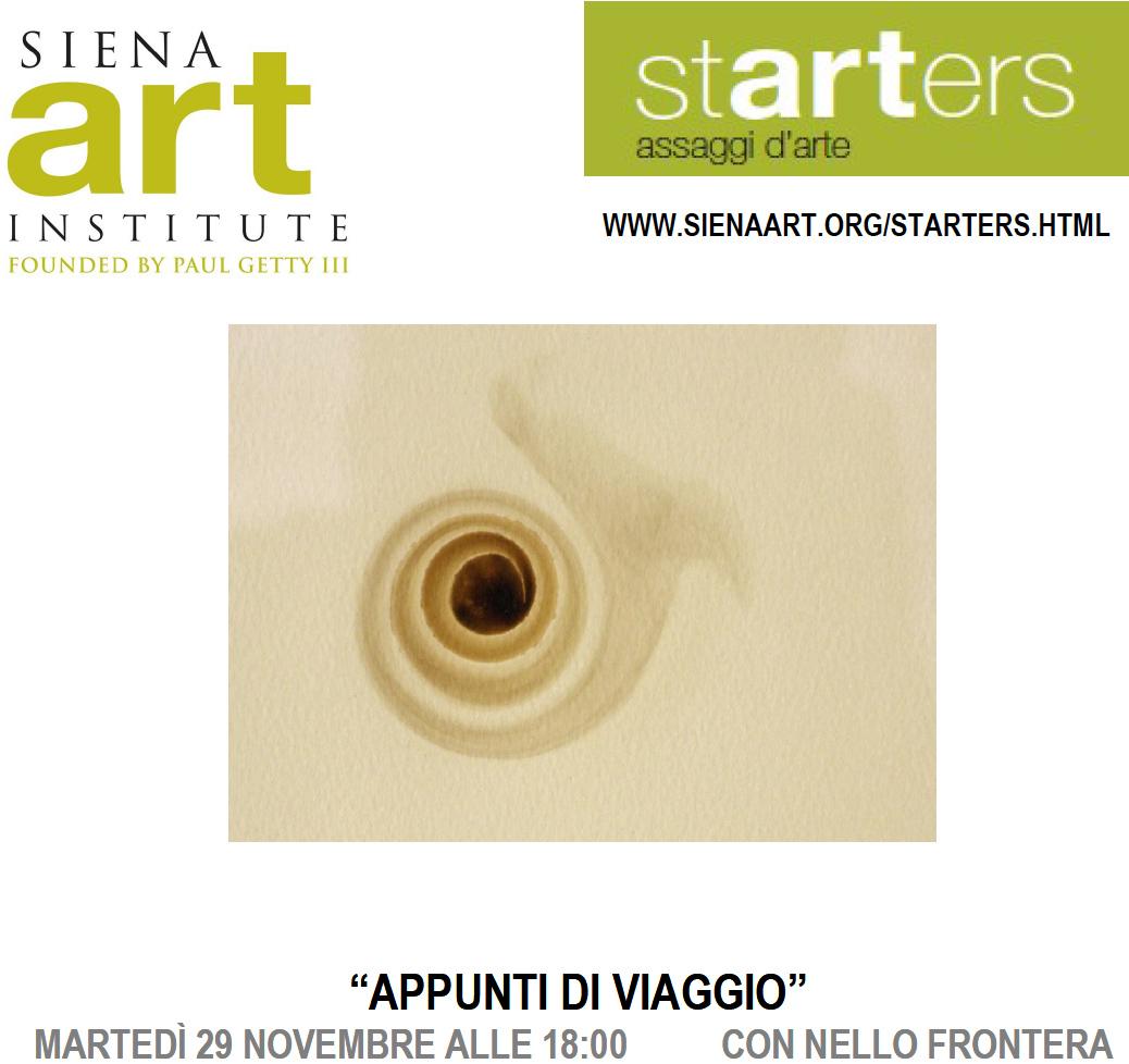 “Appunti di viaggio” con Nello Frontera, per stARTers: assaggi d'arte