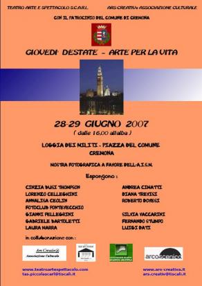 Locandina Mostra Collettiva Loggia dei Militi Palazzo Comunale Cremona