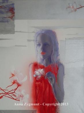Woman With Magnolia. 2011, oil on canvas,