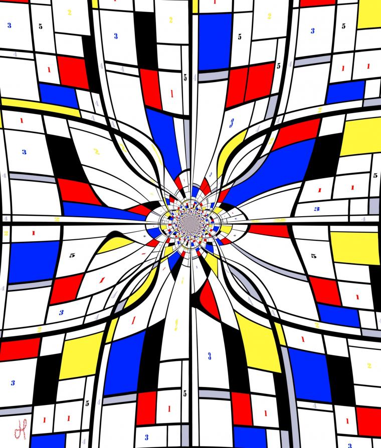 Paint by Number Fractal. Mondrian School of Art