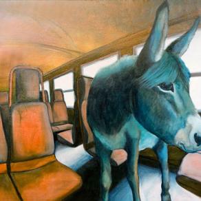 asino in blu e arancio