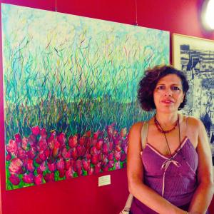 Maristella Angeli, present at the inauguration of the Collective Exhibition "Landscapes of Italy", Gualdo Tadino (PG)