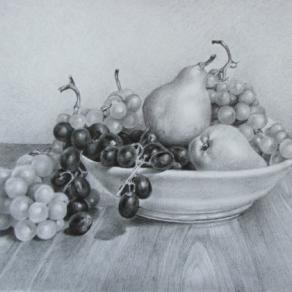 "Piatto con  pere e uva"