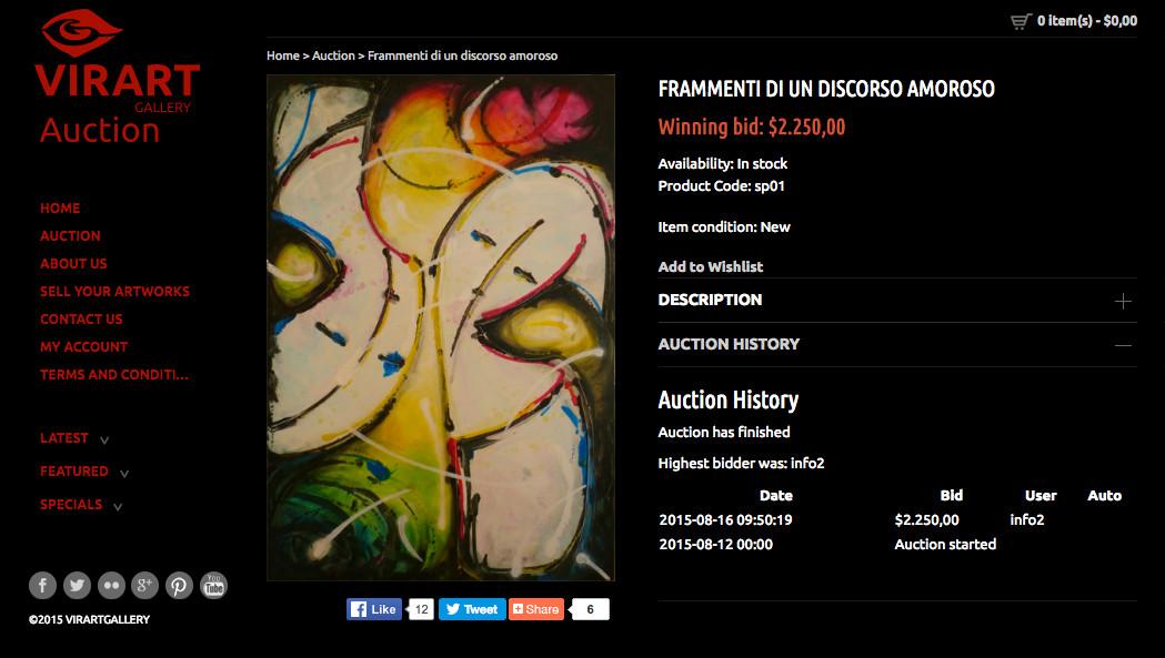 Auction your works with VirArtGallery without commission