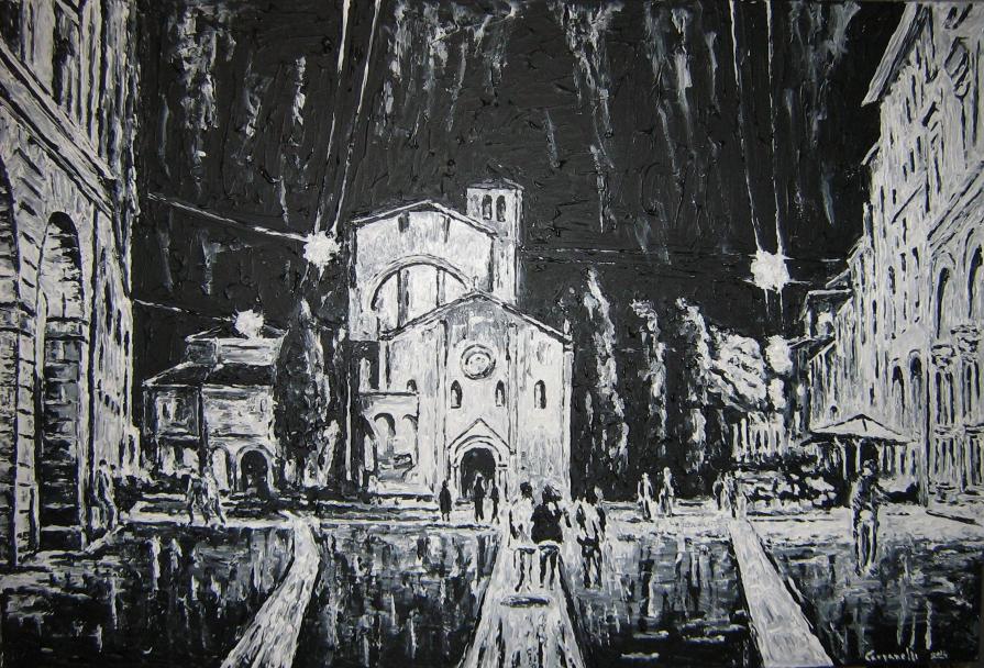  BOLOGNA SOTTO LA PIOGGIA: PIAZZA S.STEFANO DI NOTTE 