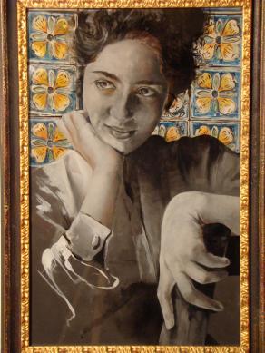 "giovane di Bageria" olio su vetro