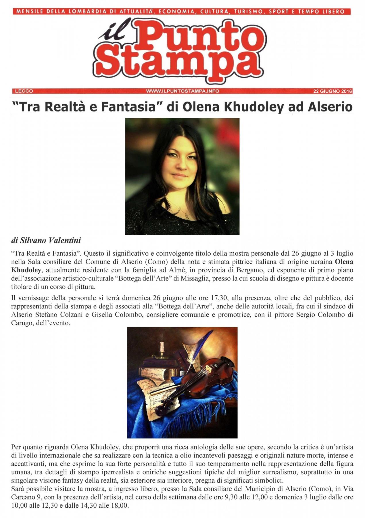 “Tra Realtà e Fantasia” di Olena Khudoley ad Alserio “Tra Realtà e Fantasia” di Olena Khudoley ad Alserio