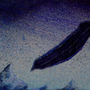 paesaggio in blu con foglia