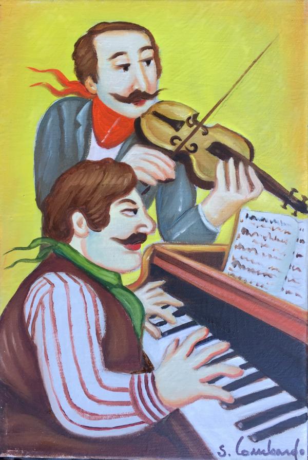Salvo Lombardo - Concertino - olio su tela - 20 x 30