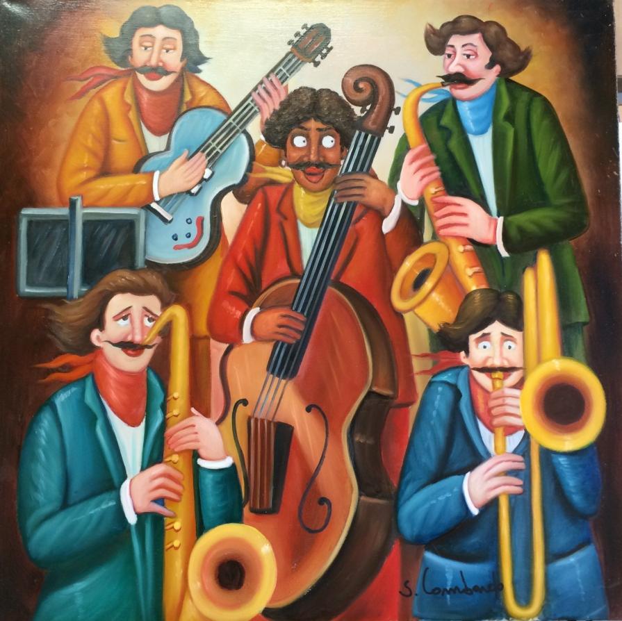 Salvo Lombardo - Jazz - olio su tela - 70 x 70