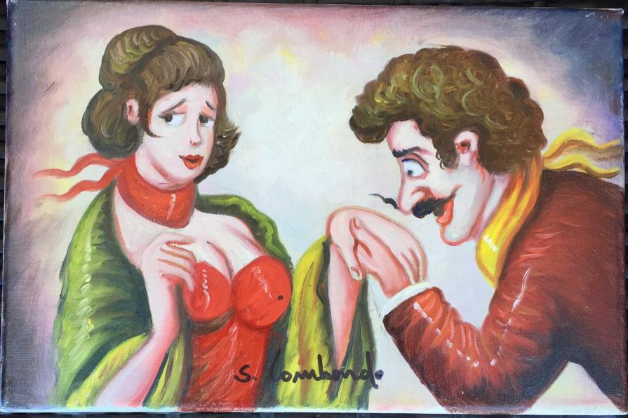 Salvo Lombardo - Baciamano - olio su tela - 30 x 20